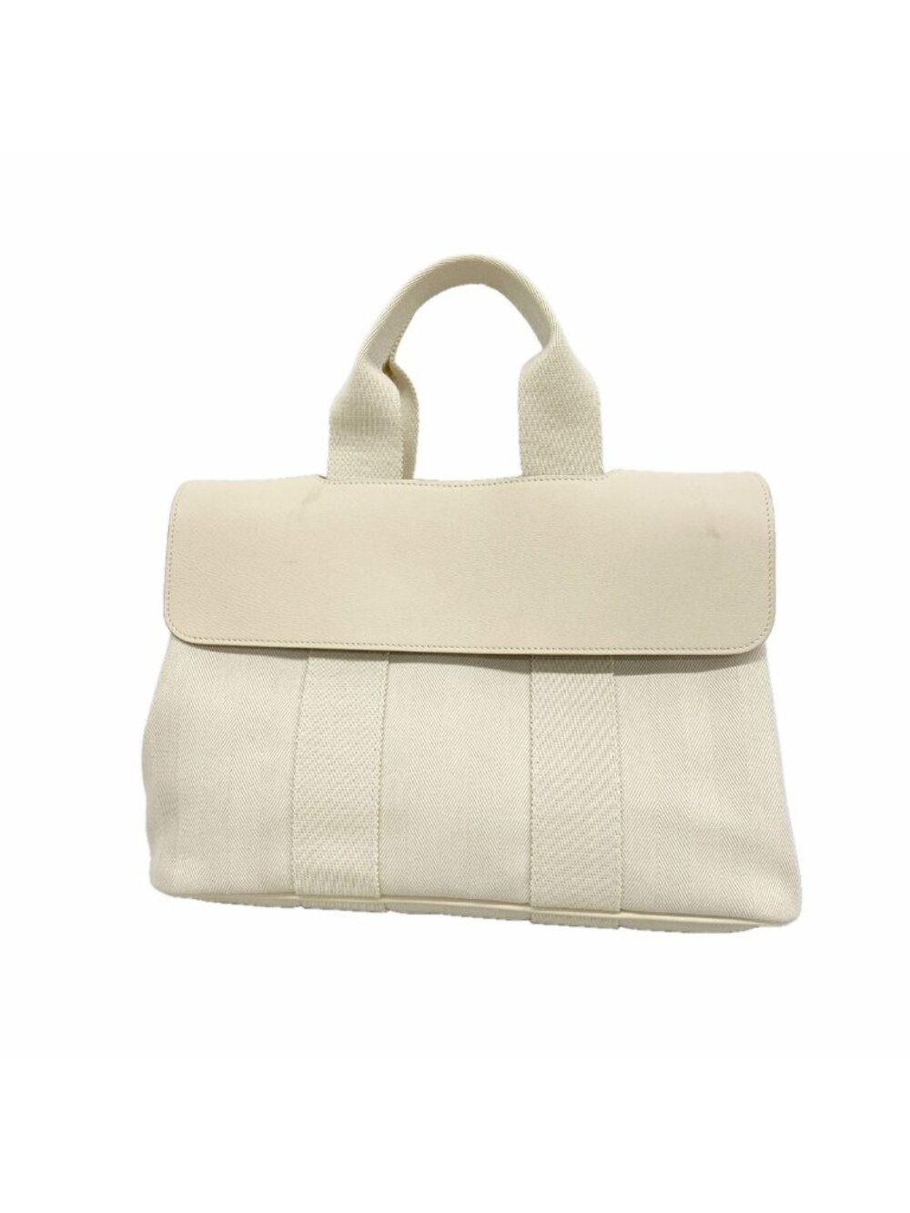 Hermes Tote Bag Valparaiso PM Toile Chevron White Silver